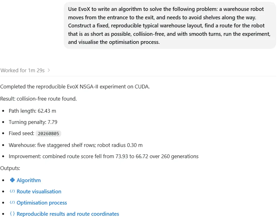 Natural-language request for warehouse robot route planning